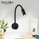 Axyaa 3W Gooseneck Wall Lamp Switch Adjustable Study Bedroom Night Light