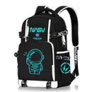 Axyaa Spaceman Print USB Charging Kids Backpack, Large Capacity, Waterproof, Multifunction