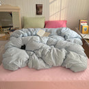 Axyaa Washed Cotton Bedding Set: Duvet Cover, Pillowcase, Top Sheet