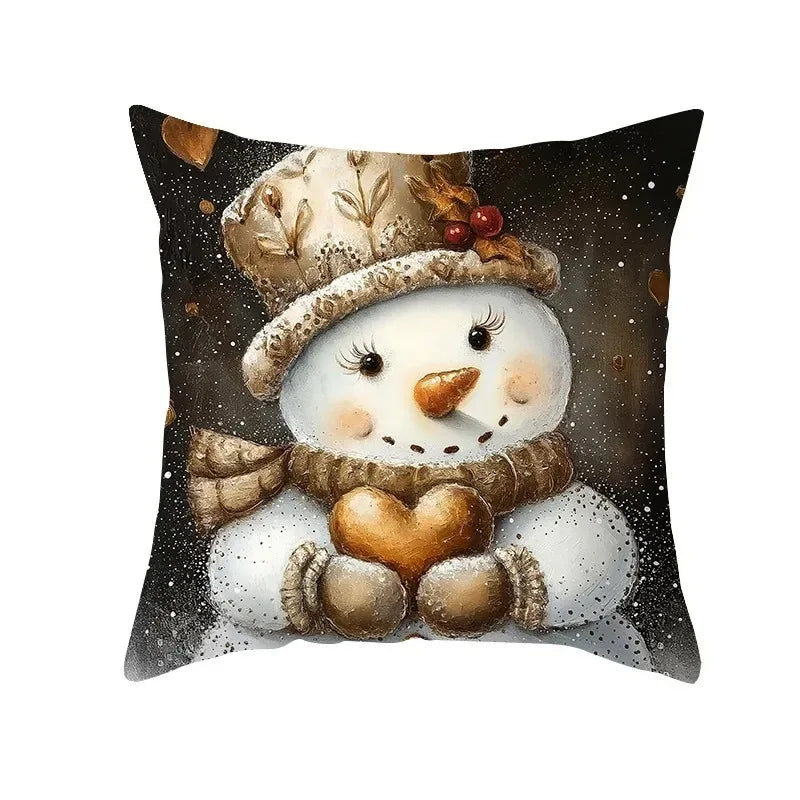 Axyaa Winter Snowman Pillowcase - Festive Sofa Decor & Gift