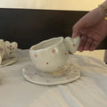 Axyaa 10oz Hand Painted Ceramic Coffee Mug Set with Heart Shape Handle