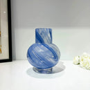Axyaa Pink Marble Glass Vase – Elegant Home Decor Accent for Living Room
