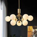 Modern Nordic Gold Chandelier with Glass Bubble Shades, Romantic LED Design by Axyaa
