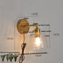 Axyaa Brass Finish Glass Wall Sconce Light with Pull Chain Switch