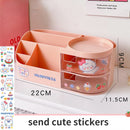 Axyaa Desktop Organizer Drawer, Transparent Plastic Multifunction Pen Holder Cute Design