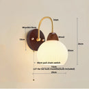 Axyaa White Glass LED Wall Lights | Modern Iron Stair Light with Pull Chain Switch