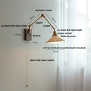 Axyaa Walnut Wood Swing Arm LED Wall Lamps - Nordic Modern Design