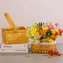Axyaa Woven Rattan Flower Basket with Waterproof Lining and Handle