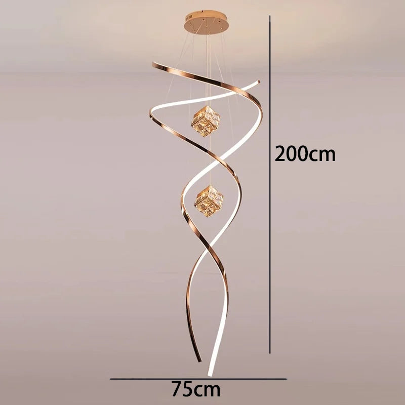Axyaa Staircase Chandeliers LED Pendant Light Lamps for Living Room Eco-Friendly Lighting