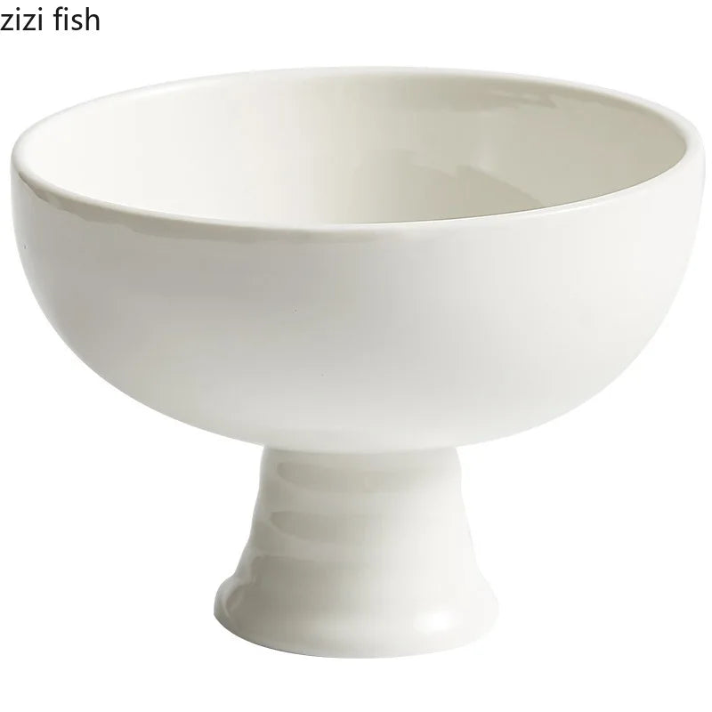 Axya Round Ceramic High Feet Dinner Bowl Set