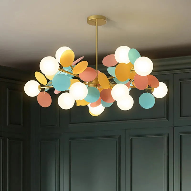 Axyaa Colourful Branch Chandelier: Modern LED Ceiling Light for Bedroom and Living Room