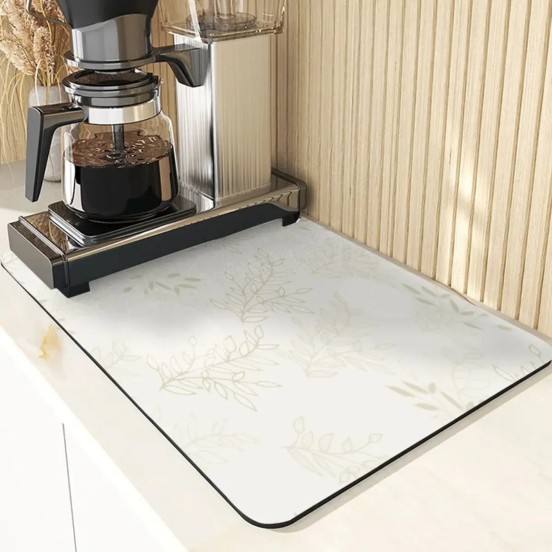 Axyaa Leaves Pattern Silicone Dish Mat for Absorbent Drying & Home Decor