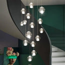 Axyaa Glass Crystal Staircase Chandelier - Luxury Living Room Ceiling Dining Indoor Lighting