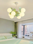 Axyaa Green Bean Molecule Chandelier: Modern French Cream Style for Warm & Romantic Living Rooms