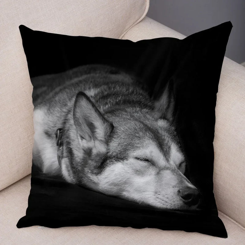 Axyaa Siberian Husky Pet Sofa Cushion Cover - Cute Dog Print Pillowcase Decor