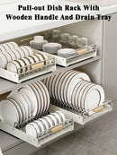Axyaa Pull-Out Dish Rack with Wooden Handle and Spice Box Storage Rack