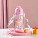 Axyaa Kids Straw Water Bottle 600ml - Leakproof Cartoon Sippy Cup