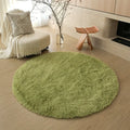 Axyaa Kids Bedroom Plush Rug: Circular White Fluffy Carpet for Nursery & Play Mat