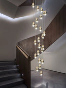 Axyaa Nordic Crystal Chandelier: Elegant Ceiling Lighting for Living Room Villa & Staircase
