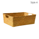 Axyaa Natural Rattan Storage Basket with Handles - Breathable & Sturdy Rectangle Display Box