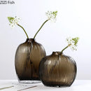 Axyaa Brown Glass Vase Hydroponic Flower Pot Modern Room Decor