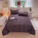 Axyaa Grid Striped Brushed Cotton Flat Sheet for Single Double Bed Top Linens