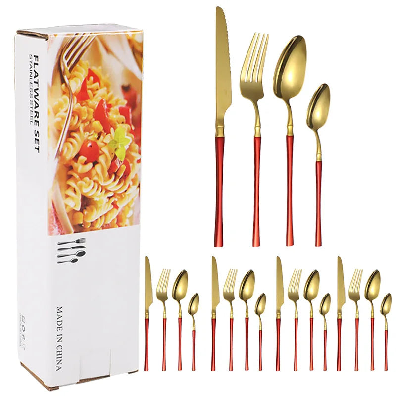 Axyaa 16-Piece Stainless Steel Tableware Set for Restaurants, Hotels, and Homes