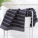 Axyaa Cotton Bath Towels - Set of 2, 34x74cm, Stripe Embroidered Hotel Home Spa Gym Gift