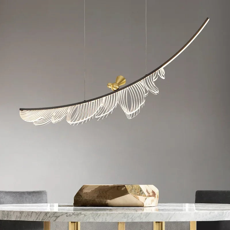 Axyaa Acrylic Feather LED Chandelier for Dining Room & Bar Lighting