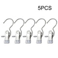 Axyaa Stainless Steel Clothespins Laundry Pegs With Hook - 5pc Organize Wardrobe