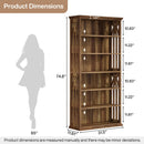 Axyaa 6-Tier Freestanding Wood Bookcase, 75-Inch Tall Large Display Shelves