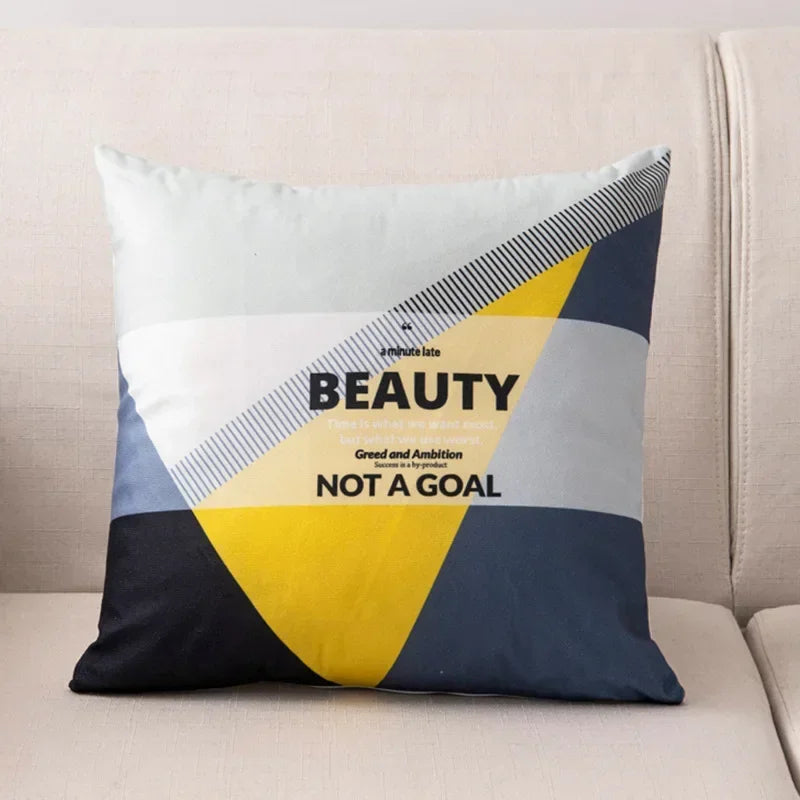 Nordic Cartoon Print Pillow Cover for Axyaa Square Cushion Sofa Decor