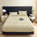 Axyaa Plush Jacquard Velvet Fitted Bed Sheet for Double King Queen Bed