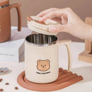 Axyaa Cartoon Insulation Cup with Lid, Straw, Spoon - 500ML Stainless Steel Mug