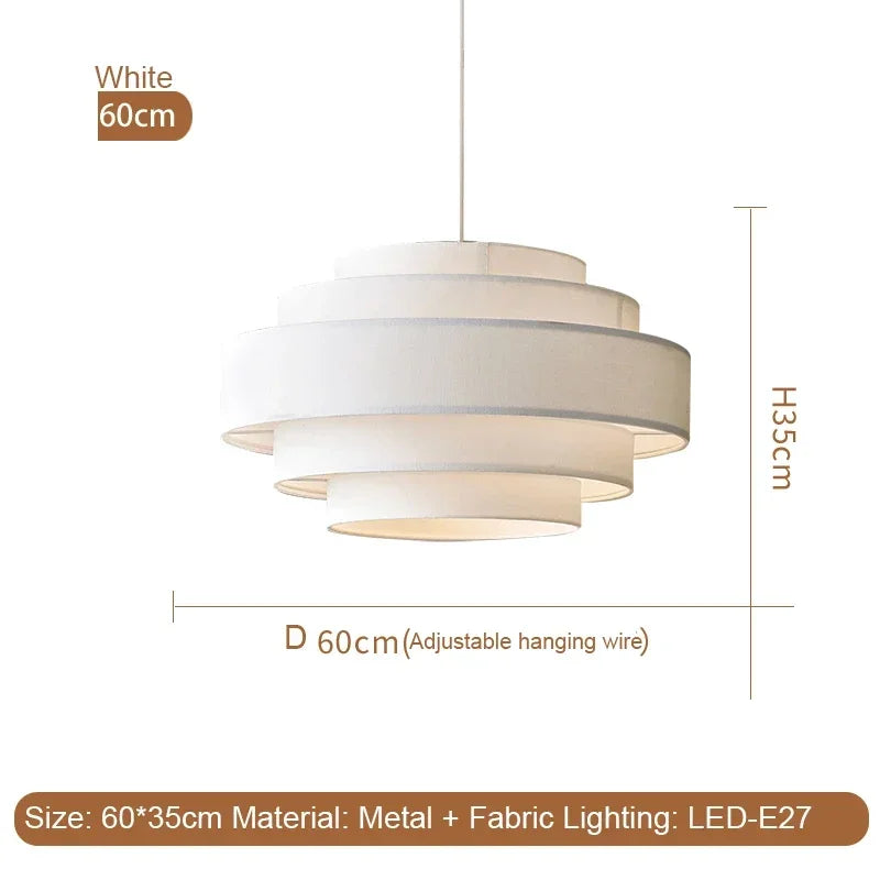 Axyaa White Fabric Pendant Light Japan Cloth Chandelier