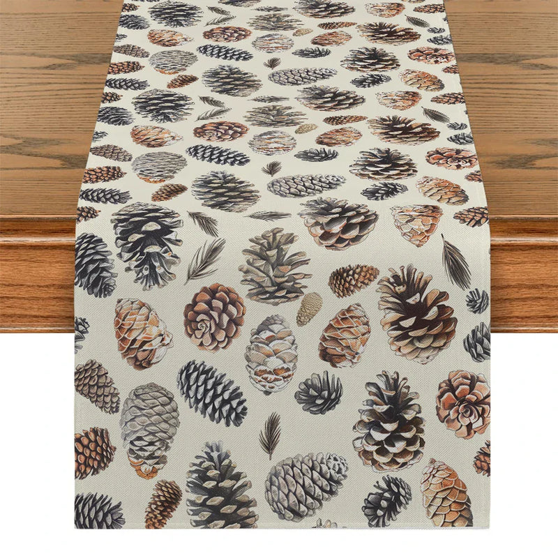 Axyaa Pine Cones Table Runner for Kitchen & Holiday Dining