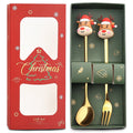 Axyaa Christmas Theme Cutlery Set - Elk Deer Christmas Hat Tree Fork Spoon Stainless Steel
