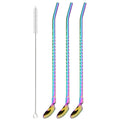 Axyaa Stainless Steel 2-in-1 Straw Spoon Set for Drinks & Coffee Cocktail Juice