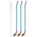 Axyaa Stainless Steel 2-in-1 Straw Spoon Set for Drinks & Coffee Cocktail Juice