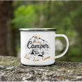 Axyaa Mountain Handle Camping Mug - Adventure Begin Enamel Cup for Camper Lovers
