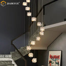 Axyaa Modern Glass Cube LED Chandelier for Staircase and Living Room