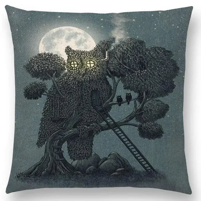 Cute Ghost Sailboat Whale Diver Cushion Cover by Axyaa