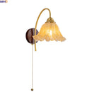 Axyaa LED Glass Wall Light Gold Antique Brass Modern Bedroom Bedside Lamp