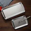 Axyaa Stainless Steel Rectangular Plate for Steak & Snacks-Kitchen Accessory