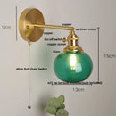Axyaa Vintage Blue Glass LED Wall Lamp with Pull Chain Switch