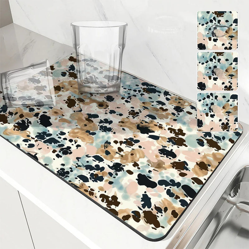 Axyaa Leopard Print Dish Drying Mat