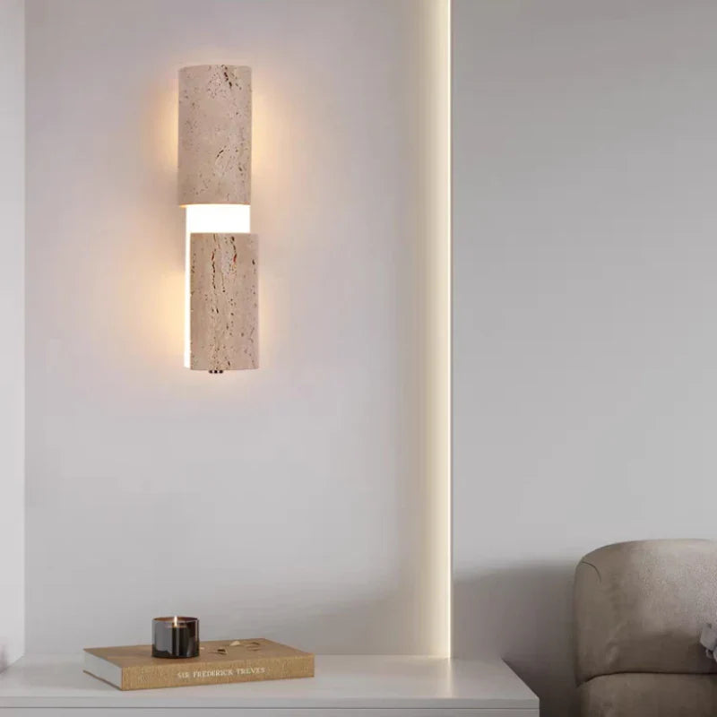 Axyaa Natural Stone White Acrylic LED Wall Lamp with Remote Control