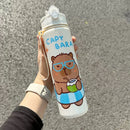 Axyaa Kawaii Kids Water Bottle with Straw - Portable & Cute Juice Tea Drinking Bottle