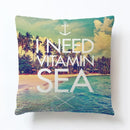 Axyaa Beach Alphabet Linen Pillowcase for Summer Home Decor