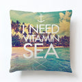Summer Beach Alphabet Linen Pillowcase by Axyaa - Decorative Throw Pillow Cover